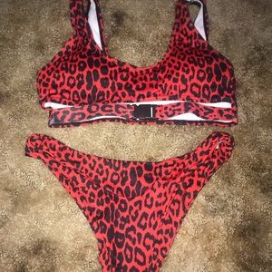 NEVER WORN!! Red Cheetah bikini